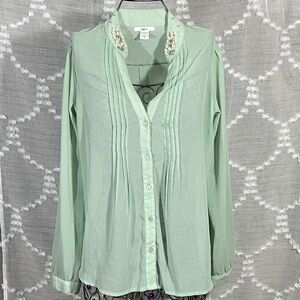 Bar III button up with embellished collar size M